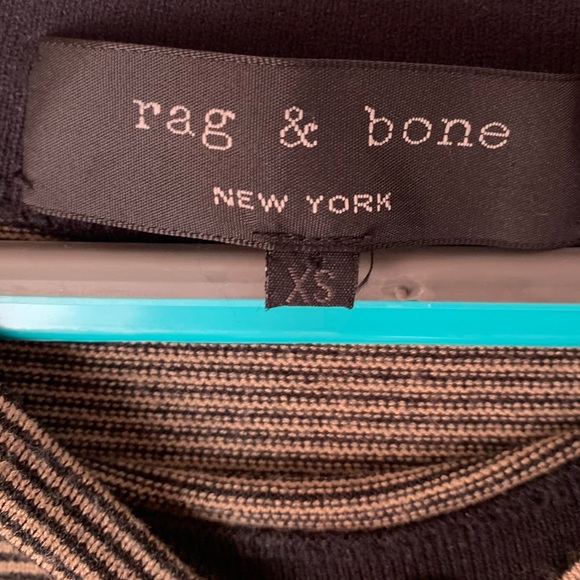 EUC rag & bone Black & Taupe Striped Mini Dress XS - Picture 3 of 6